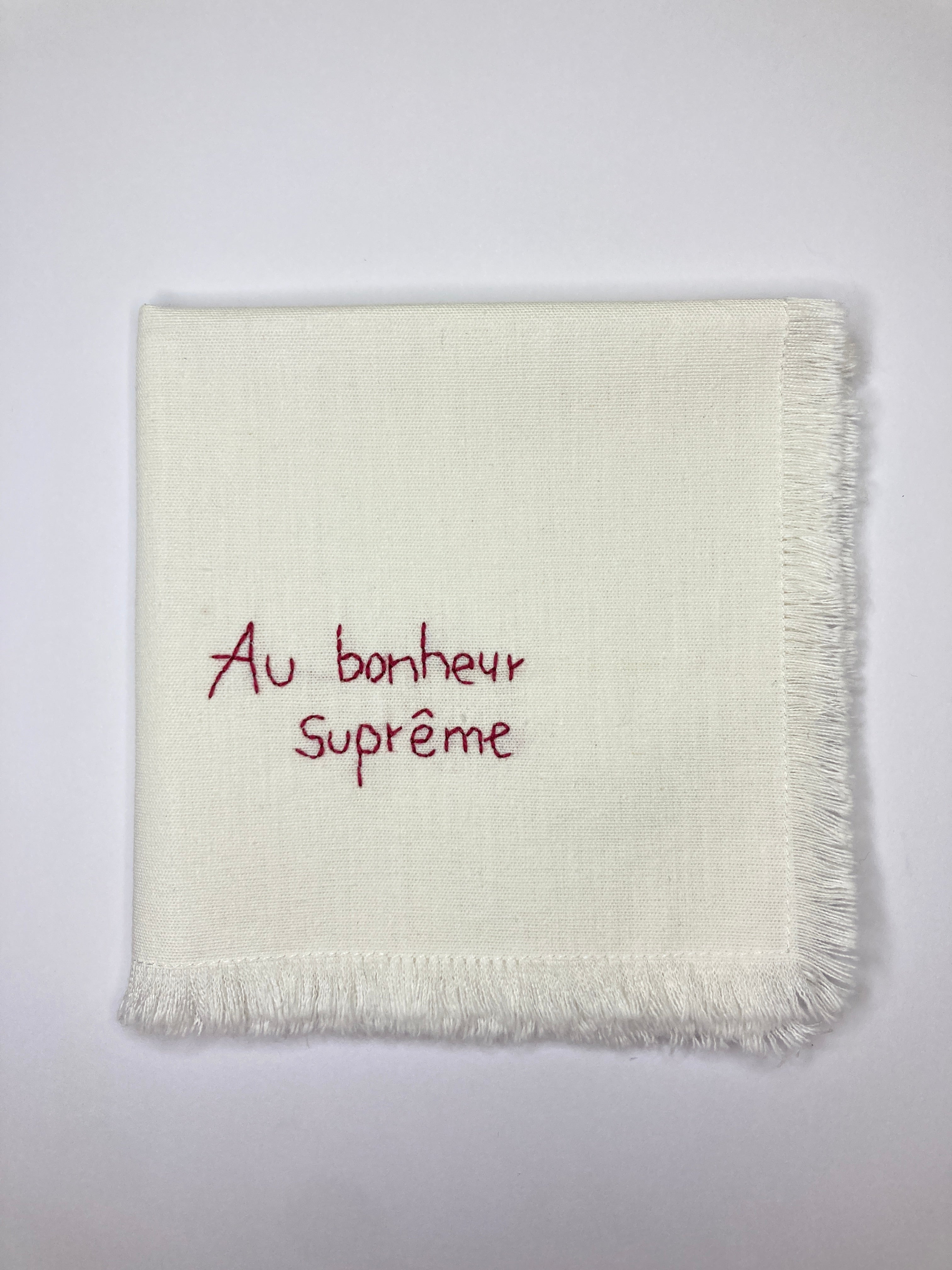 Serviette brodée à la main au bonheur suprême